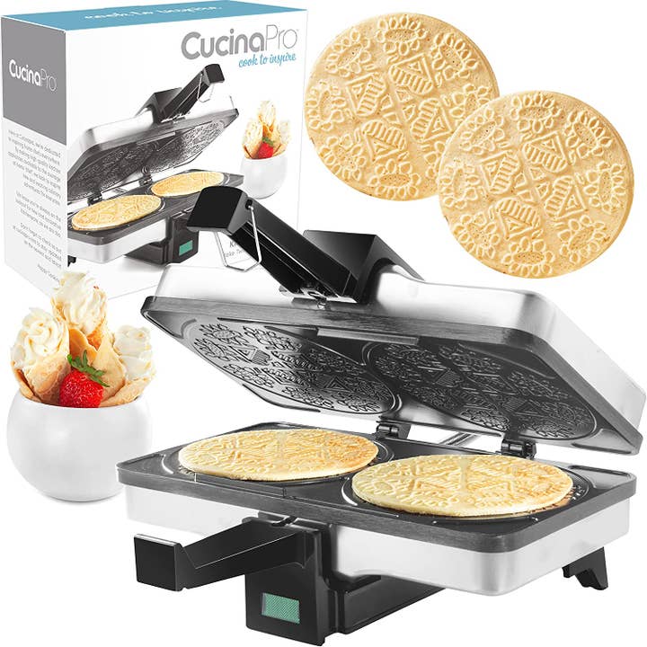 CucinaPro Electric Nonstick Krumkake Baker- Makes 2 at Once for wholesale by CucinaPro