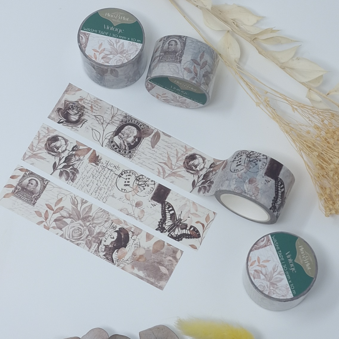 Plan & Plot Studio - Vendita all'ingrosso Nastro washi - Nastro washi vintage con motivi di francobolli antichi e illustrazioni botaniche7