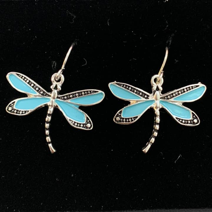 Boucles d'oreilles pendantes en époxy libellule turquoise FR2180 pour la vente par 0011 PREMIERE