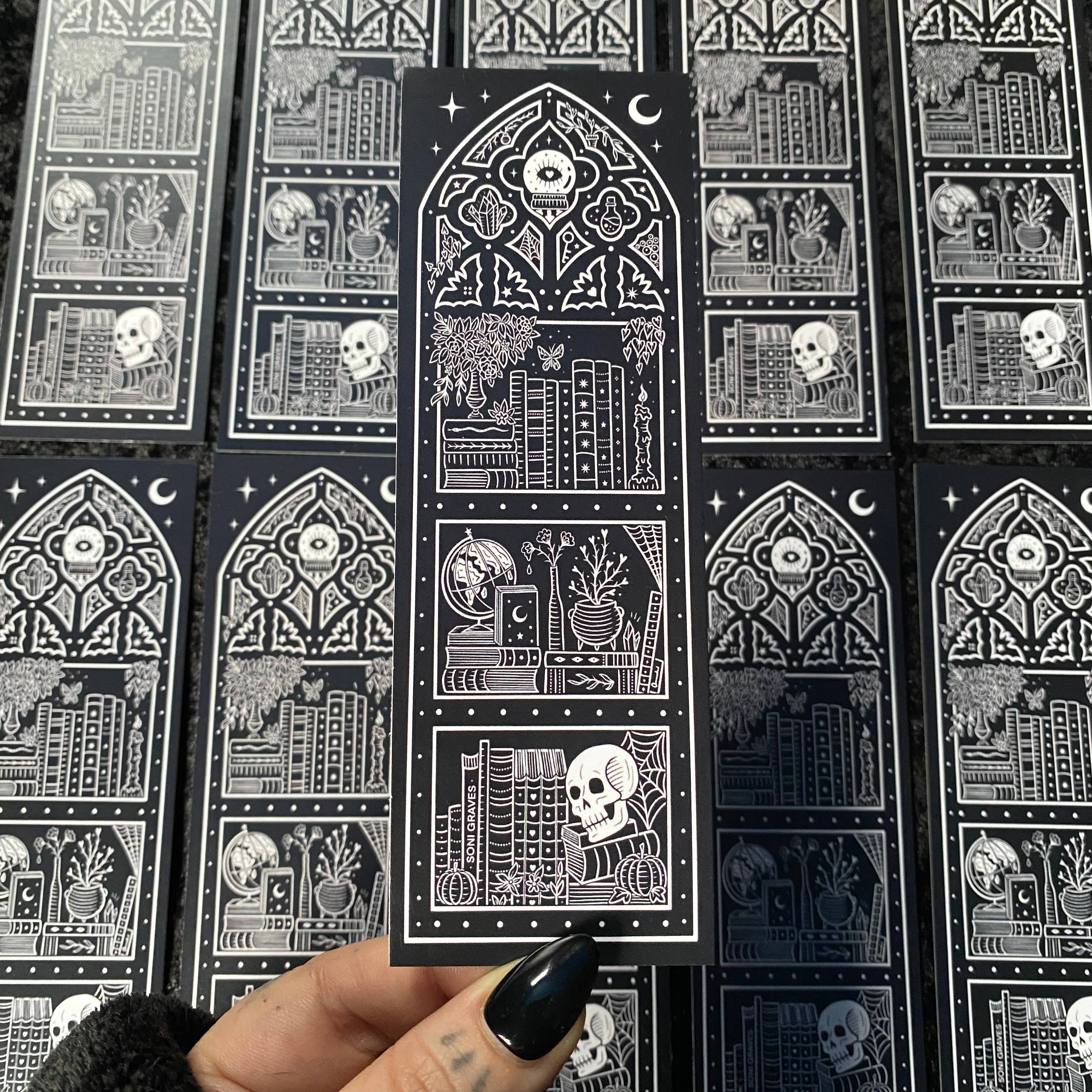 Soni Graves - Wholesale Bookmark - Witch Bookshelf Bookmark: Double Sided, Spooky Whimsical6