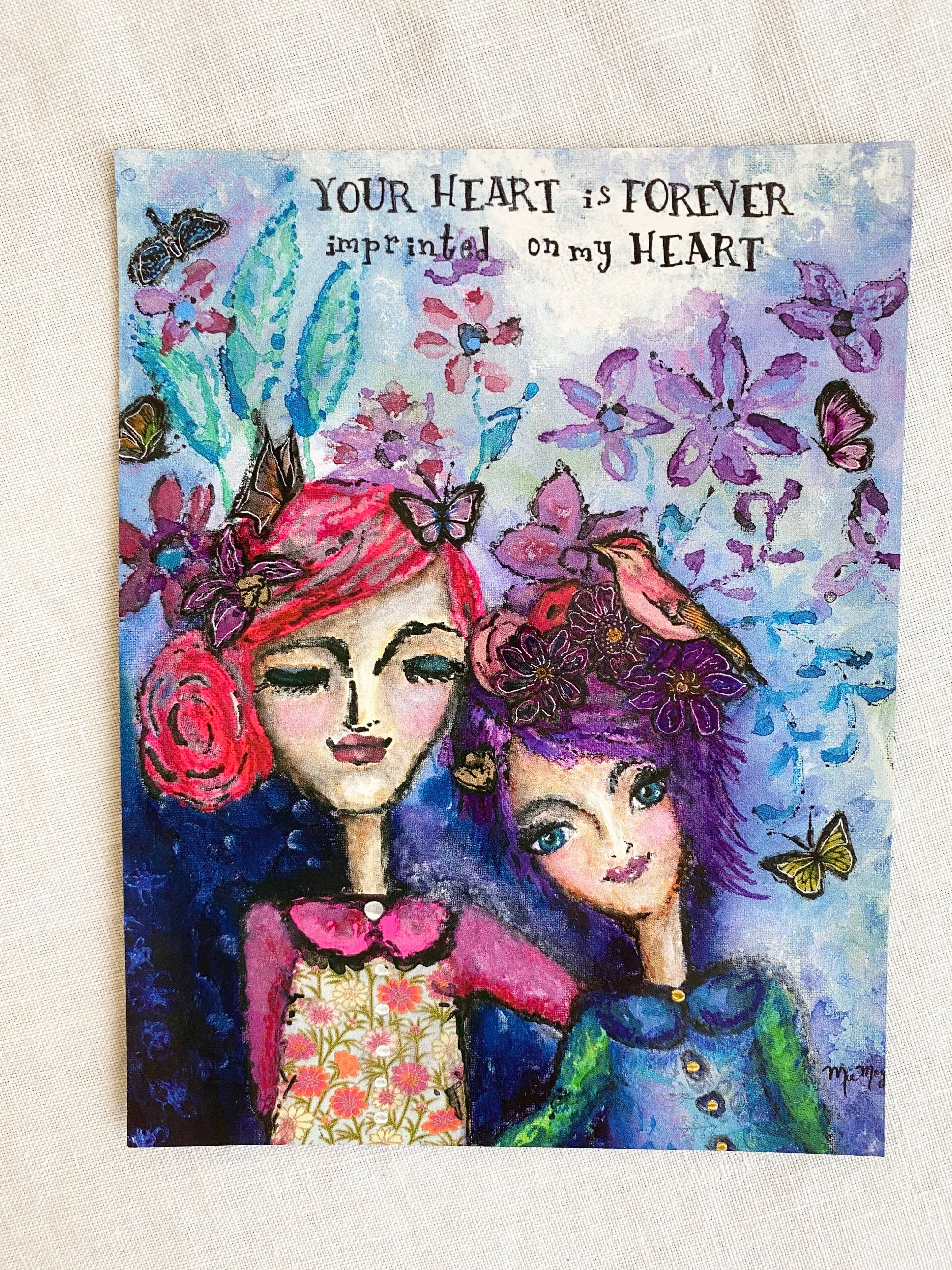 Mia Moyad Studio - Wholesale Postcard - Your Heart Is Forever Imprinted On My Heart-postcard magnet0