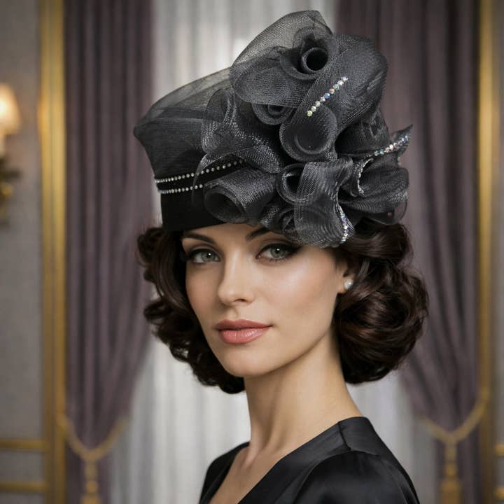 WFT127 - Elegant Red Rhinestone Fascinator Ha for wholesale by Maspros