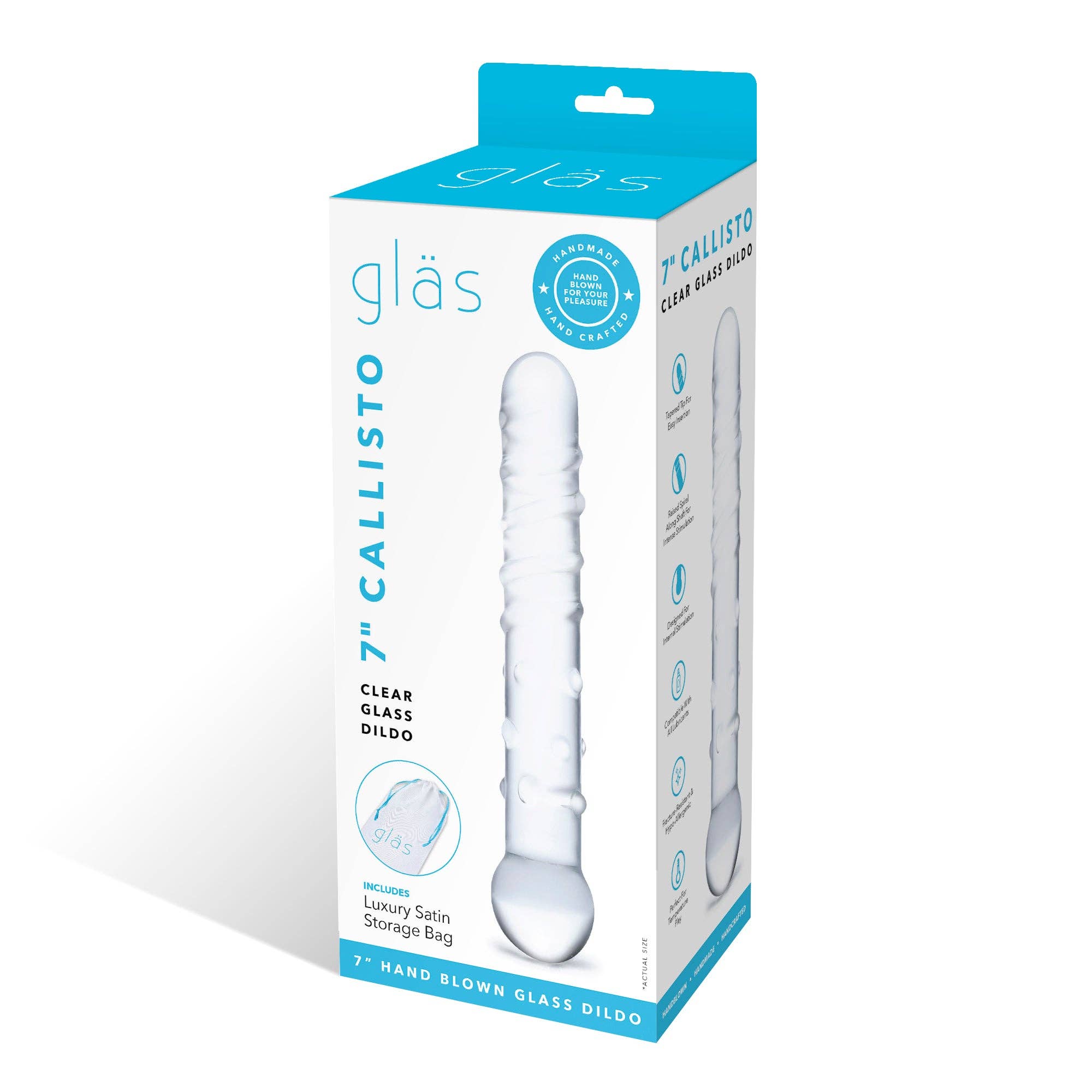 Lux Fetish Store - Wholesale Sex Toy - 7" Callisto Clear Glass Dildo7