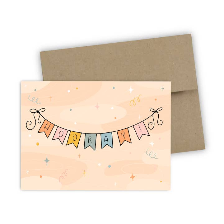 Hooray Banner Greeting Card for wholesale by Doohickle Designs