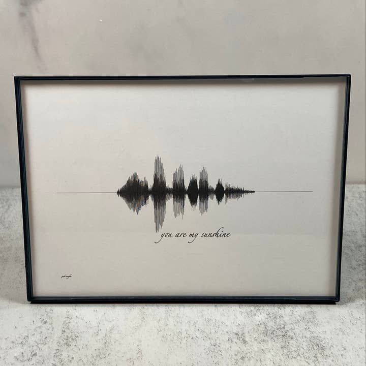 Du är min solsken ljudvåg inramad väggkonst 5x7in modern för wholesale av The Soundwave Booth
