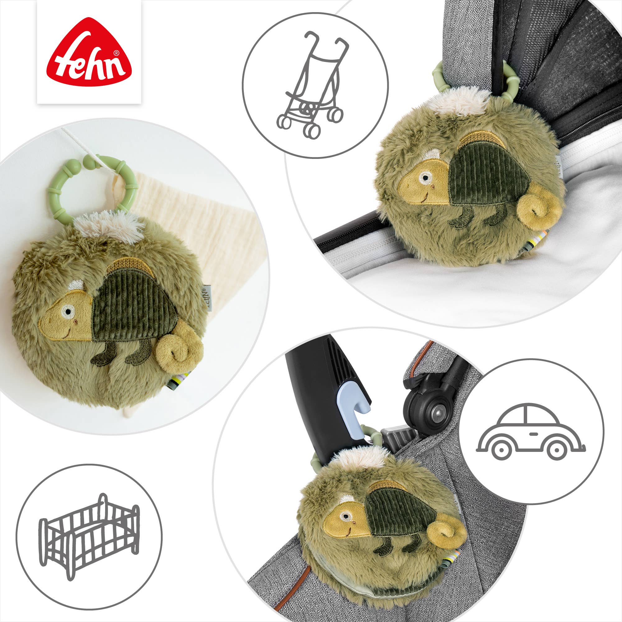 Fehn – Großhandel Buch zum Thema Babys & Kleinkinder (0–2 Jahre) – Stoffbuch Chamäleon - Fühlbuch mit Tier-Motiven3