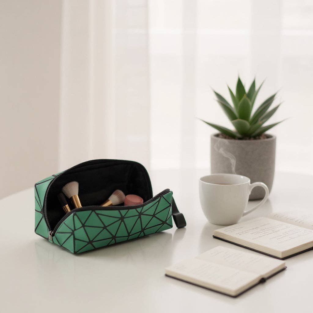 ASSORTED Geometric Triangle Pattern Makeup Pouch JB5526-14. (12PC) for wholesale on Faire8