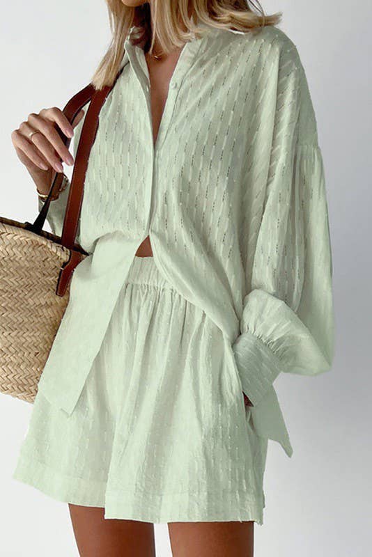 Miss Sparkling – wholesale Set med topp och shorts – Dam – Set med två delar: shorts och långärmad blus med knappar4