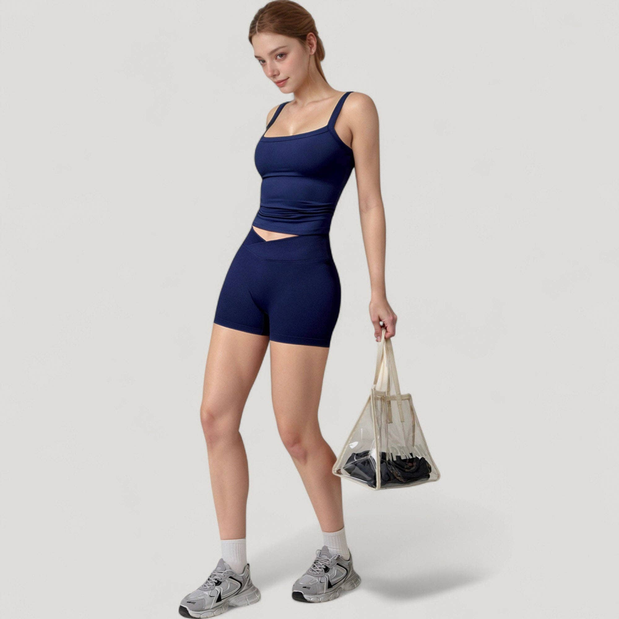 Active by Anna-Kaci – wholesale Athletic shorts – Women's – High Waist Seamless Ribbed Biker Shorts with Crossover Waist20