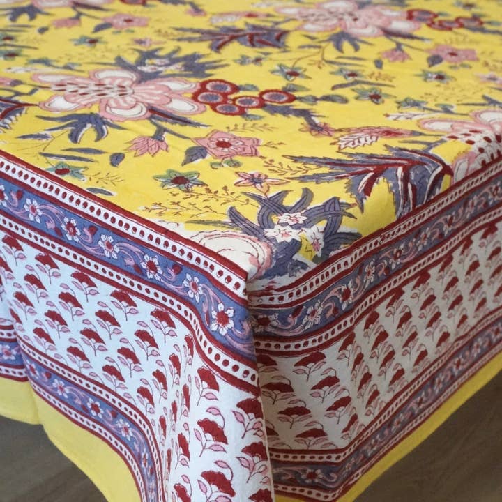 Mantel rectangular de algodón con estampado «Soleil» para venta al por mayor de Claire Beaugrand