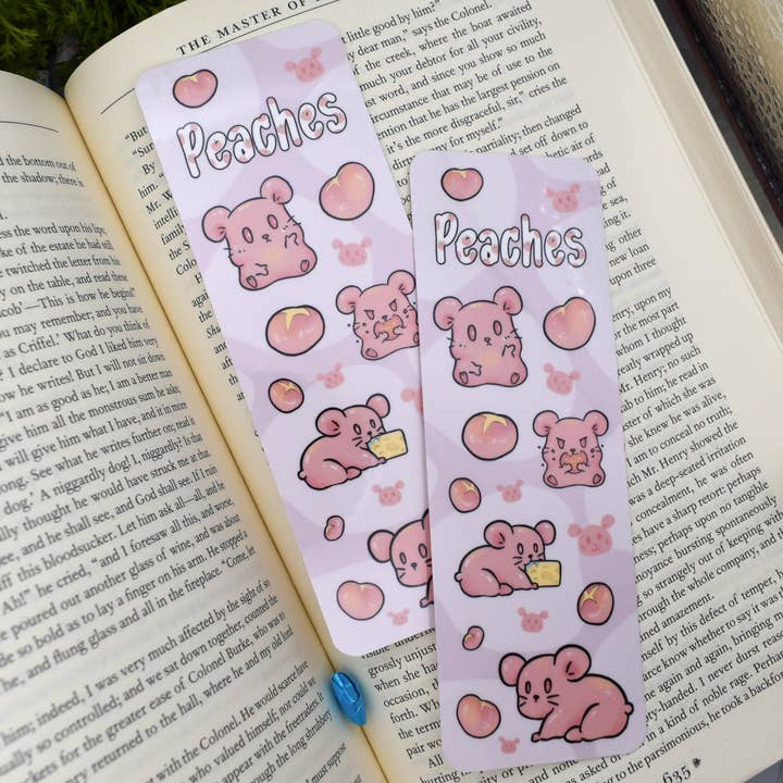 Peaches the Hamster Cute Pastel Bookmark for wholesale by Kingsfoil and Coffee Designs