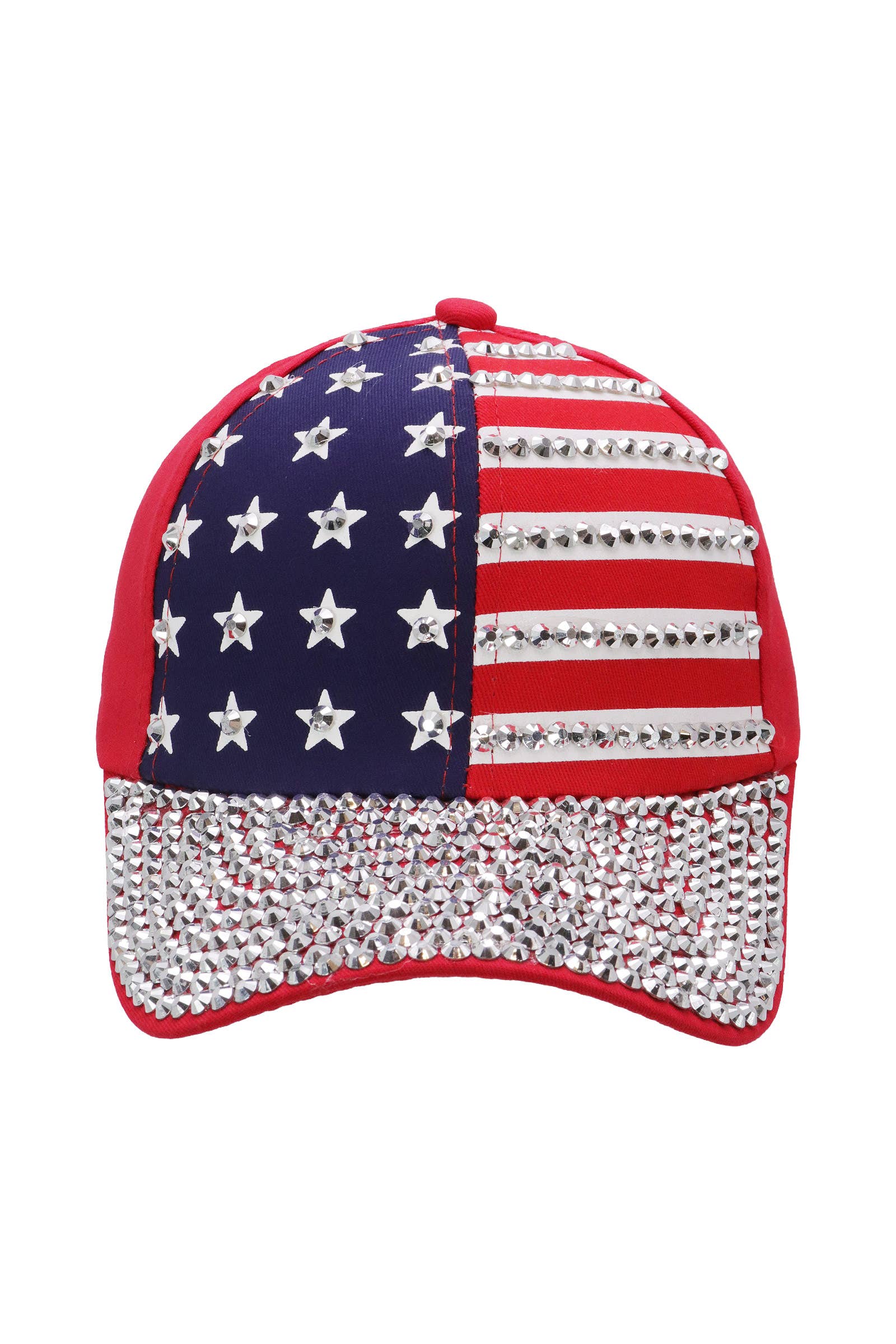 Cap Zone - Wholesale Baseball Cap - Women's - American Flag Stripe Bling Rhinestone Baseball Cap3
