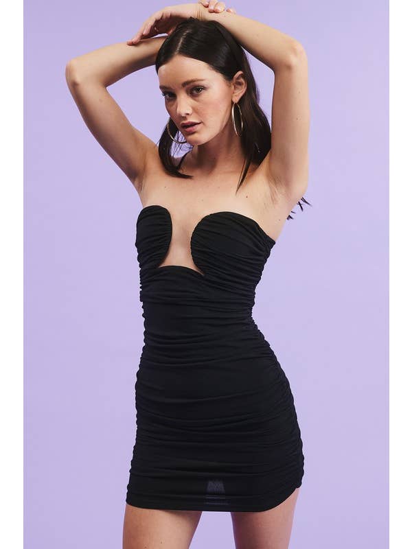 Mimosa - Vente Robe – femme - Robe mini à corset froncé avec armature Gemini8