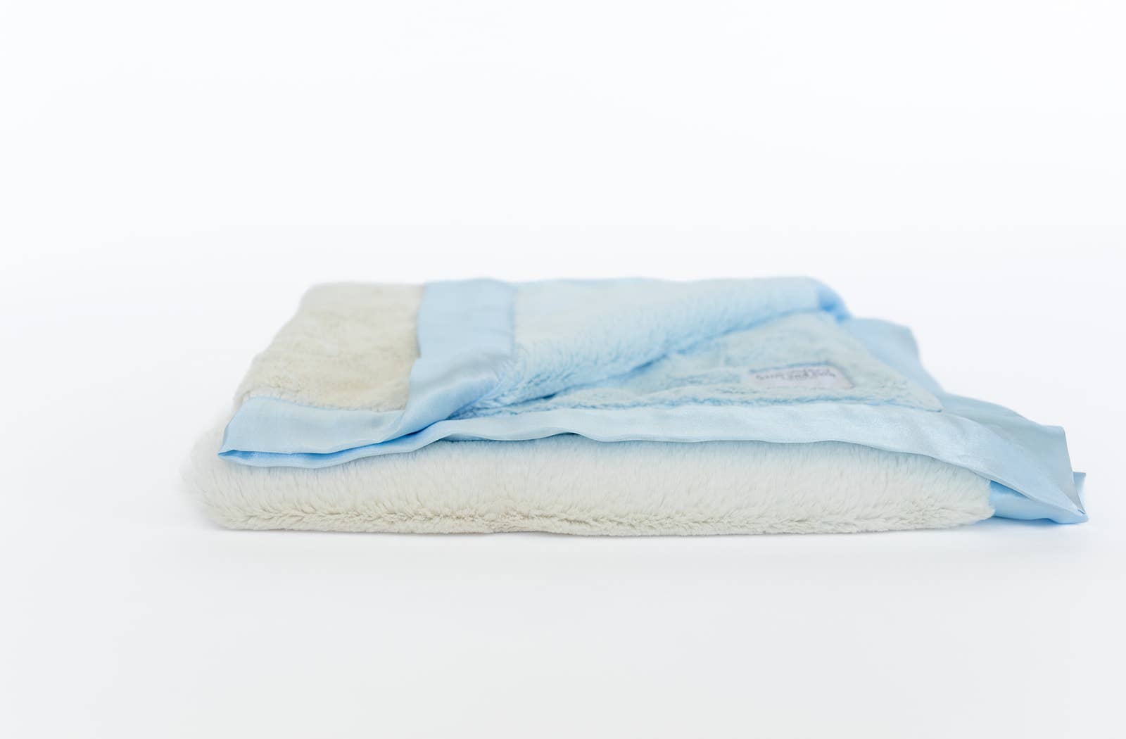 ellie and sam – wholesale Gosefilt - Baby – Lyxig Duo Satinbård Filt - Blå / Elfenben6