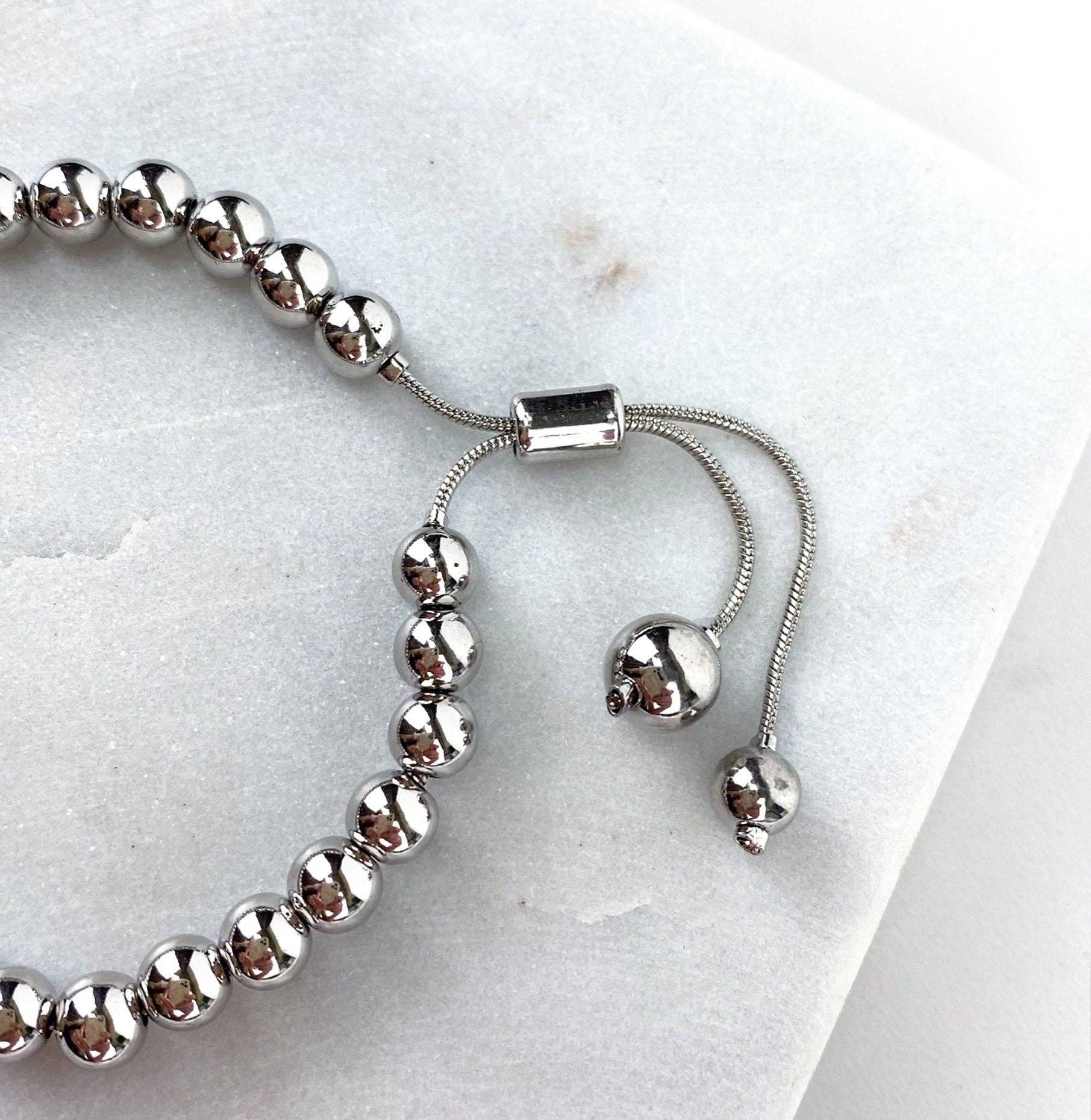 Luxus Accessories - Vendita all'ingrosso Bracciale con perline - Bracciale regolabile con perline in oro bianco o oro bianco 18 carati3