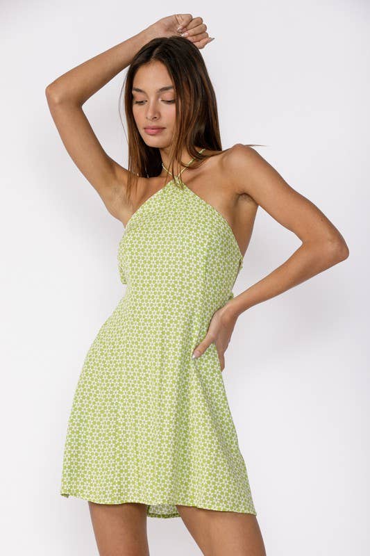 Sky to Moon - Wholesale Dress - Women's - FLORAL CROSSED HALTER OPEN BACK MINI DRESS6