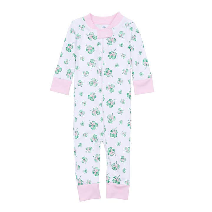 Lucky Little Ones Zip Pajamas - Pink for wholesale by Magnolia Baby