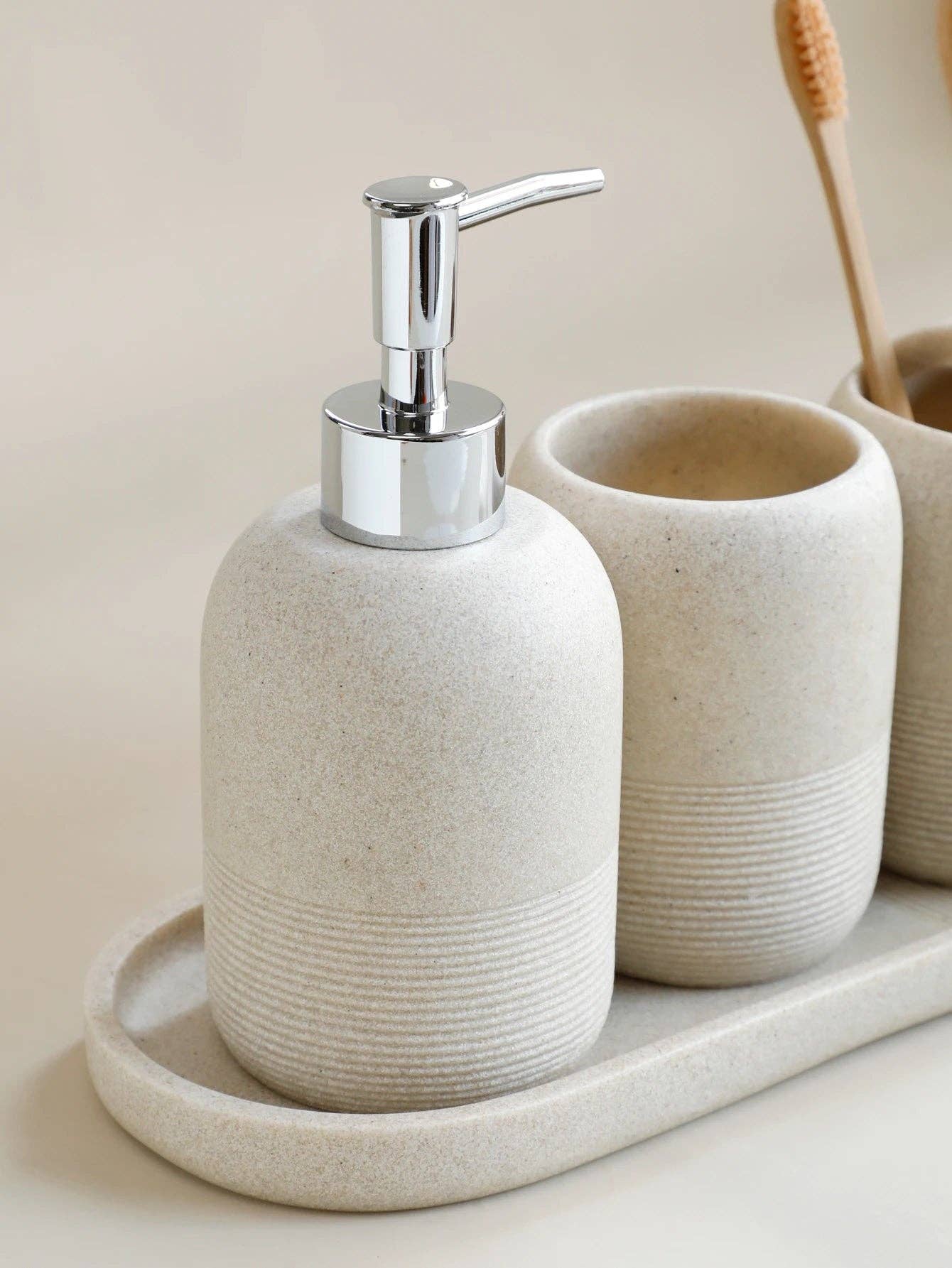 Beige 5Pcs Bathroom Accessories set for wholesale on Faire4