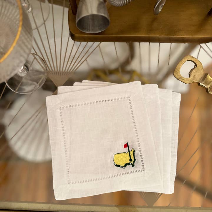Winston & Waverly - Wholesale Dinner & Cloth Napkin - Masters Inspired Embroidered Cocktail Napkins Set of 4