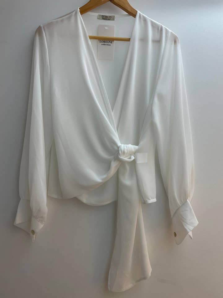 LORIANE – Blusa - Mulher por atacado – 22015U Blusa de gravata tamanho único 9