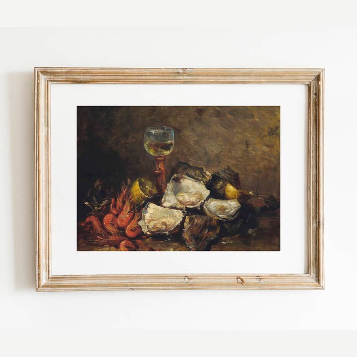 Sea to Skye - Wholesale Art Print - Still Life of Shrimp and Oysters Antique Art Print 3