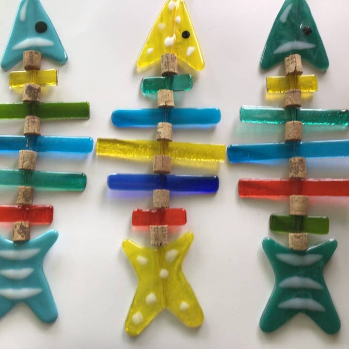 Fish Tales - Wholesale Mobile - Handcrafted Bonefish Fused Glass fish Mobile