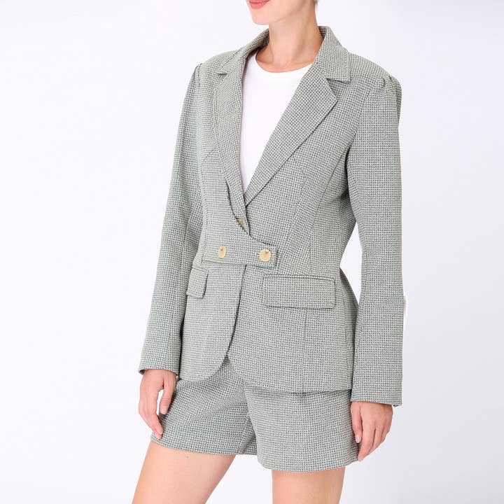 Hahnentritt-Muster Jacke mit Knopfleiste für den Großhandel von Smart and Joy