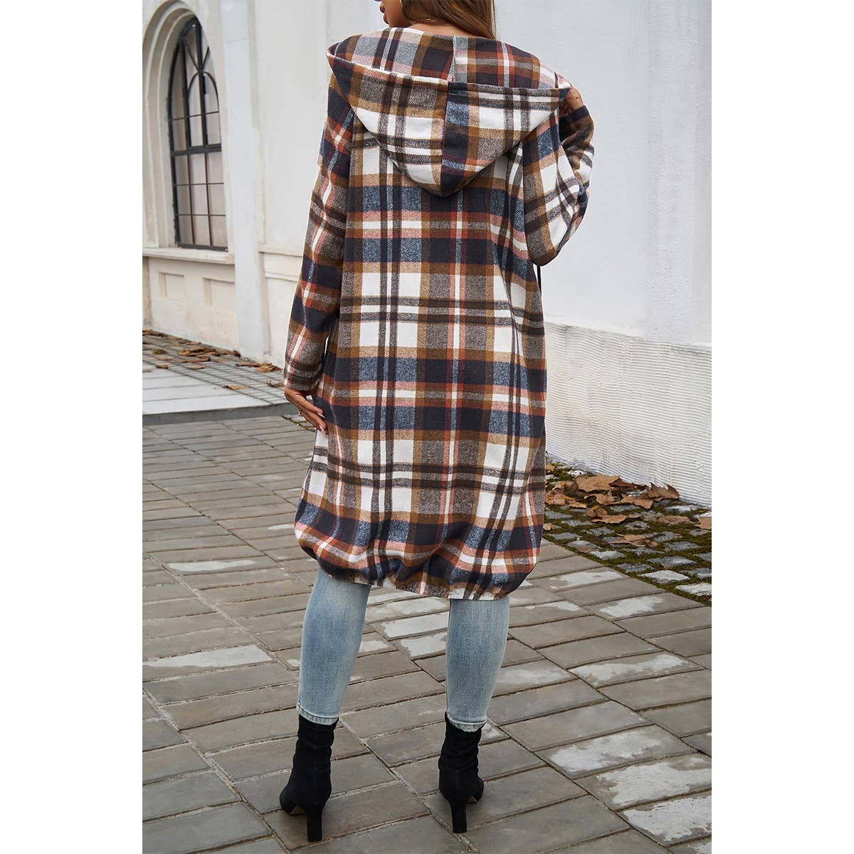 Supreme Fashion - Wholesale Coat - Women's - Plaid Zip Up Pockets Long Hooded Coat11