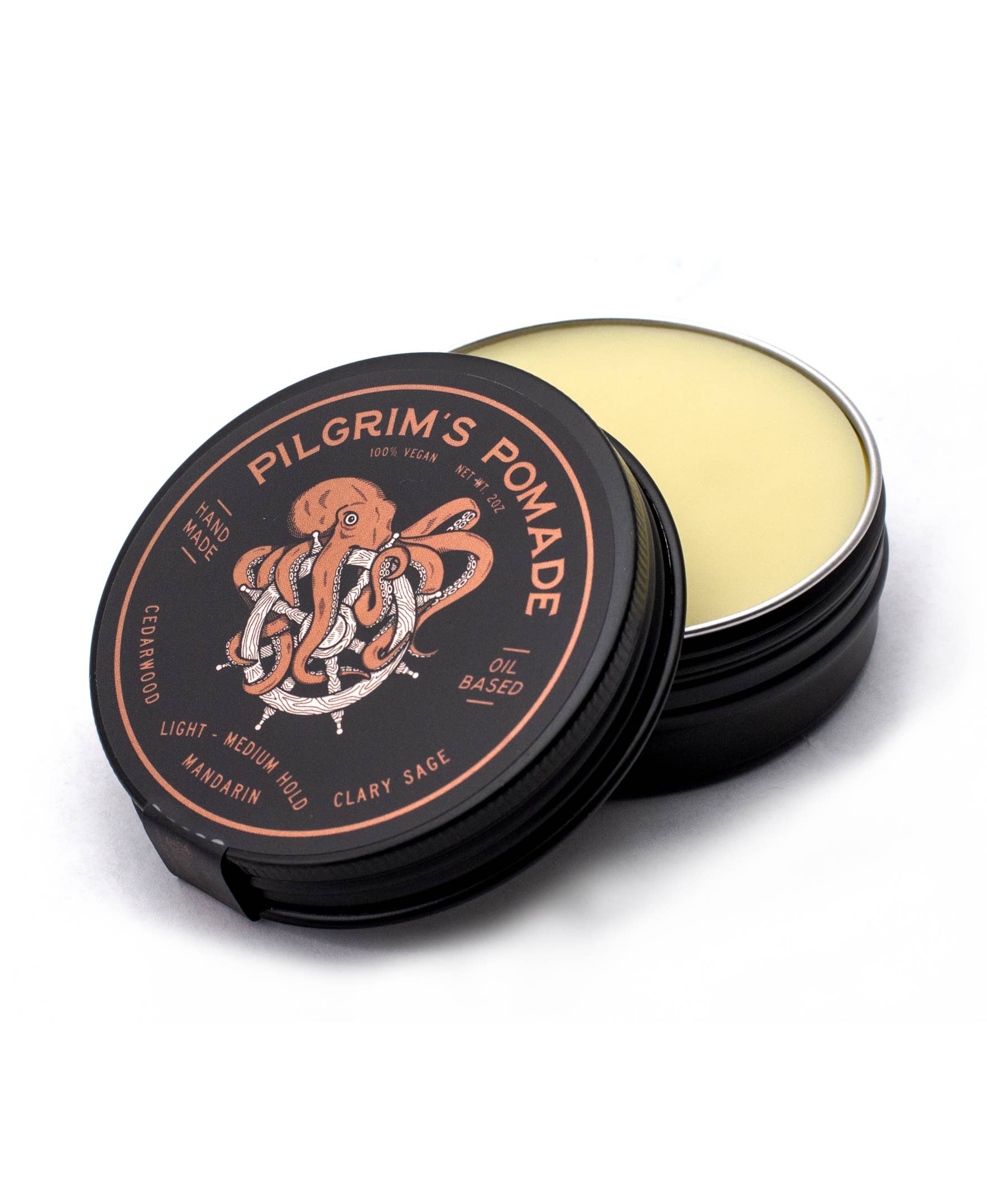 Brooklyn Grooming – Pomada para cabelo - Homem por atacado – Pomada vegana Pilgrim's Clary Sage e Mandarim 2 oz.1