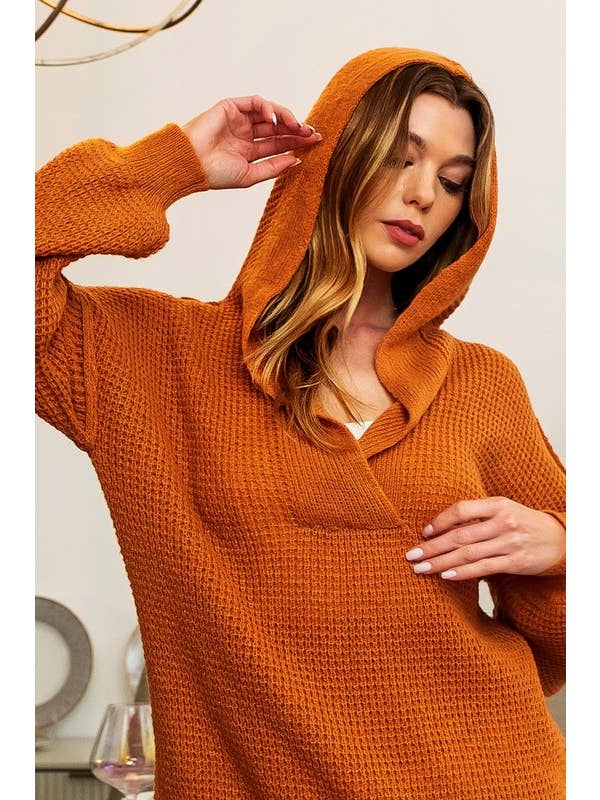 Vanilla Monkey - Wholesale Hoodie - Women's - Raw Edge Detail V-neck Sweater Hoodie1