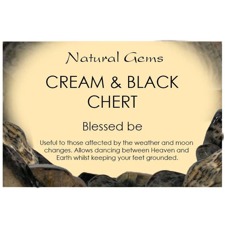 Black & Cream Chert Information Cards for wholesale by Crystal Magick Wholesale Ltd