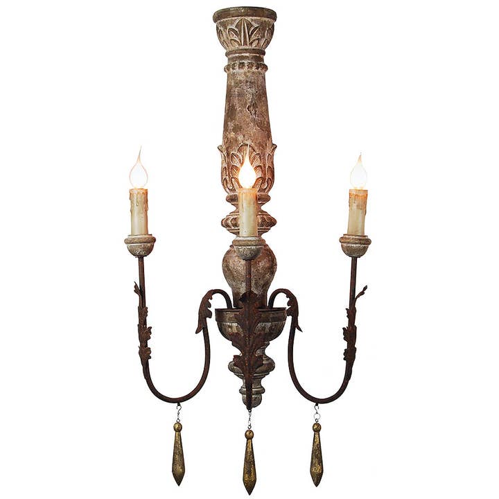 Vintage Style Antique Reproduction Wood Sconces for wholesale by Provence Home