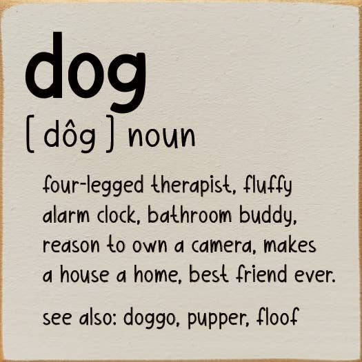 SAWDUST CITY – Engroshandel Skilt – Hund [hund] navneord - Firbenet terapeut, blødt træskilt8