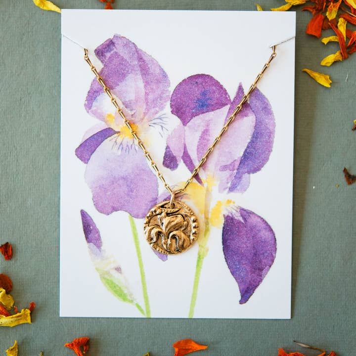 In the Garden | Antique Button Iris Necklace for wholesale by Bella Vita Jewelry