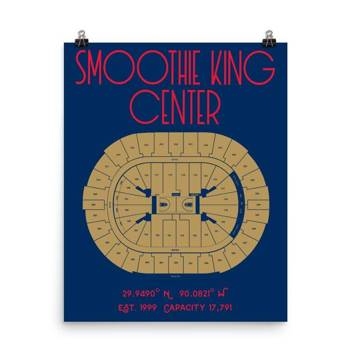 New Orleans Pelicans Smoothie King Center Stadium Poster Print for wholesale by Stadium Prints by BTB