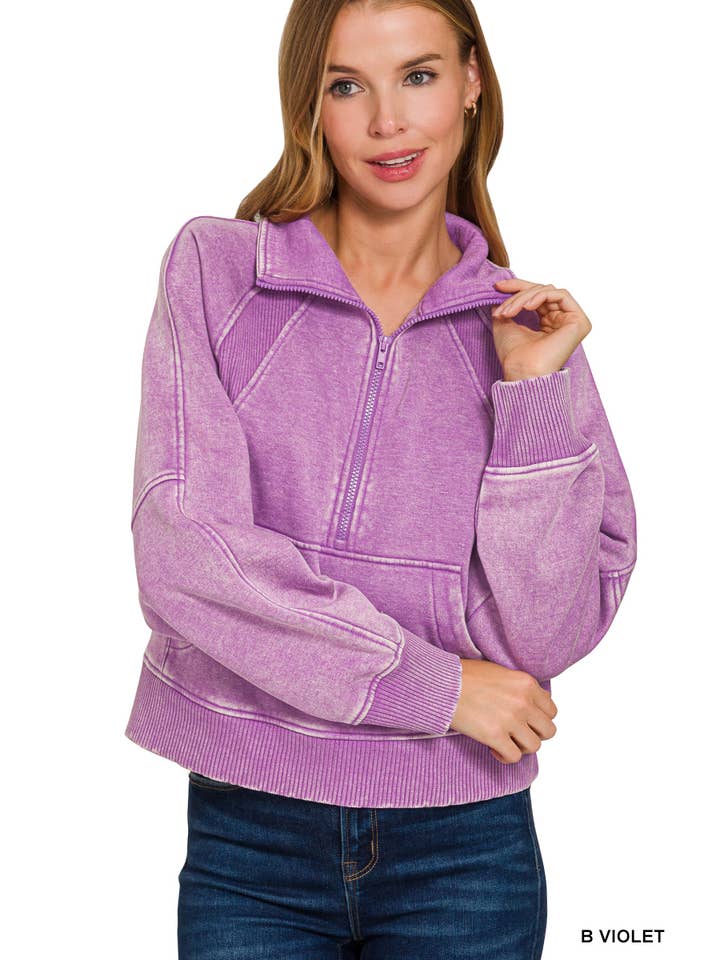 42POPS - Wholesale Sweatshirt - Women's - `.Half Zip Cropped Pullover19