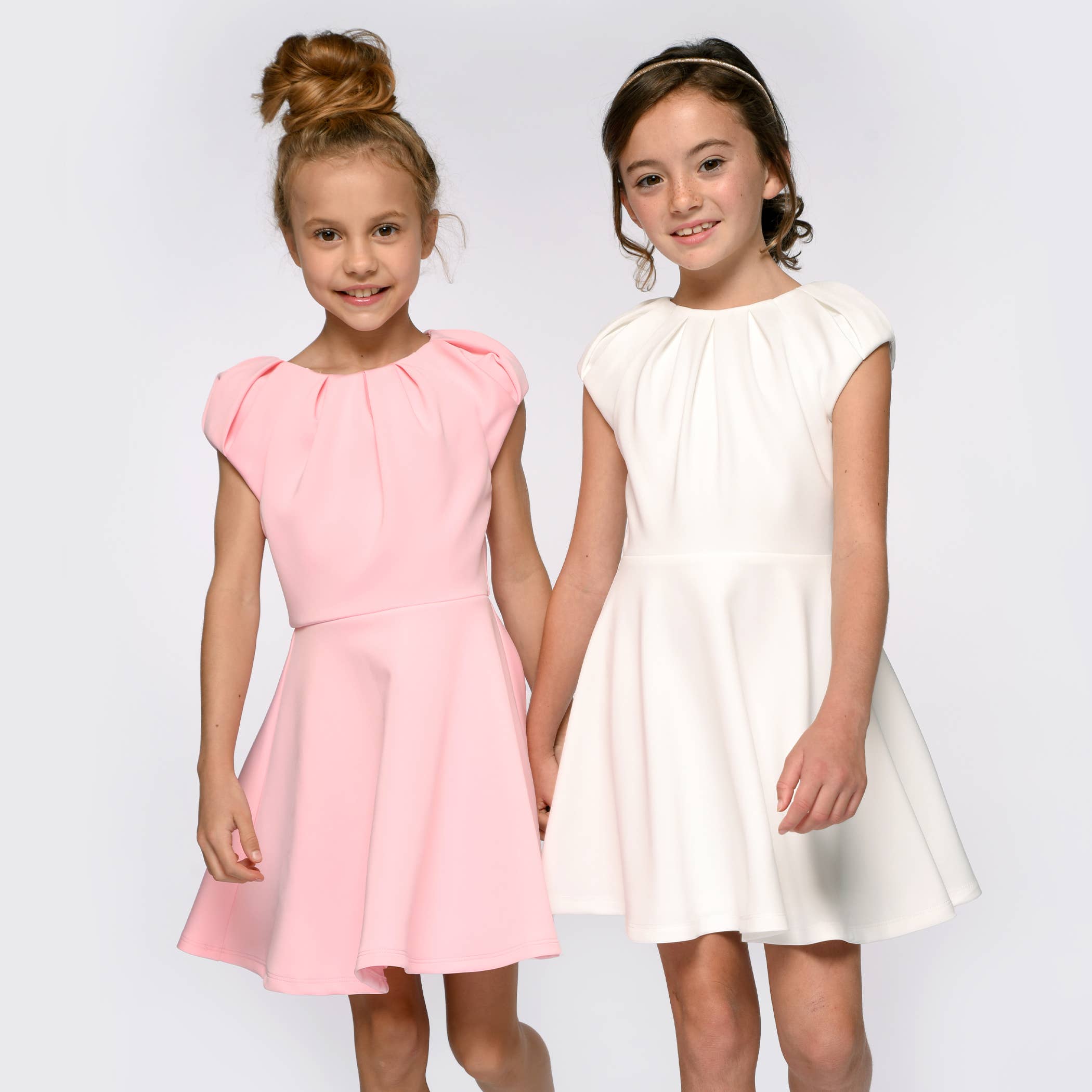 Hannah Banana , Baby Sara - Wholesale Dress - Kids - FIT AND FLARE SCUBA DRESS WITH PLEATED NECKLINE5