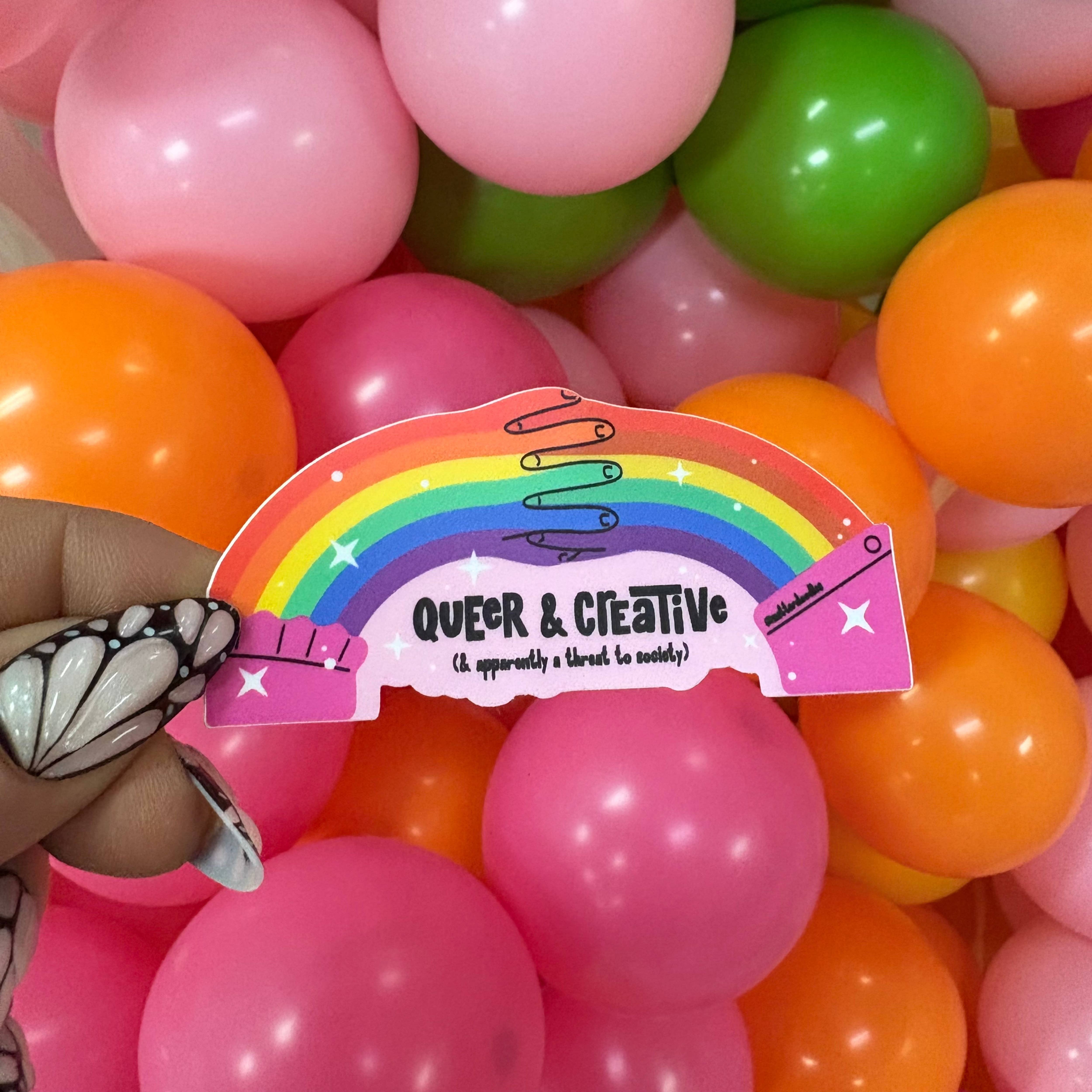 NatterDoodle - Wholesale Sticker - Queer and Creative and Apparently, Threat to Society Sticker3