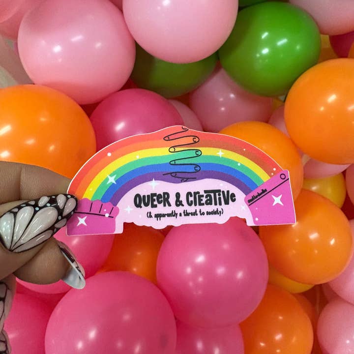 NatterDoodle - Wholesale Sticker - Queer and Creative and Apparently, Threat to Society Sticker3