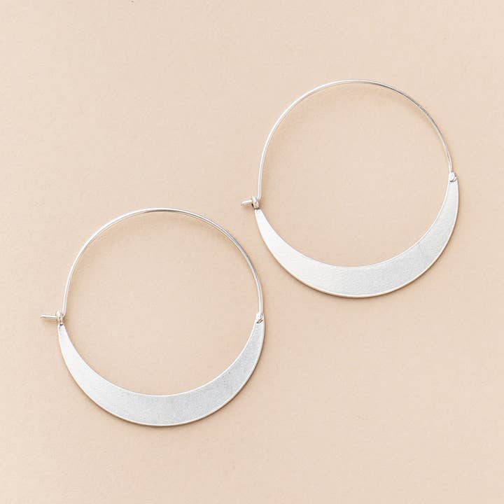 Scout Curated Wears - Wholesale Hoop Earrings - Refined Earring Collection - Crescent Hoop/Silver0
