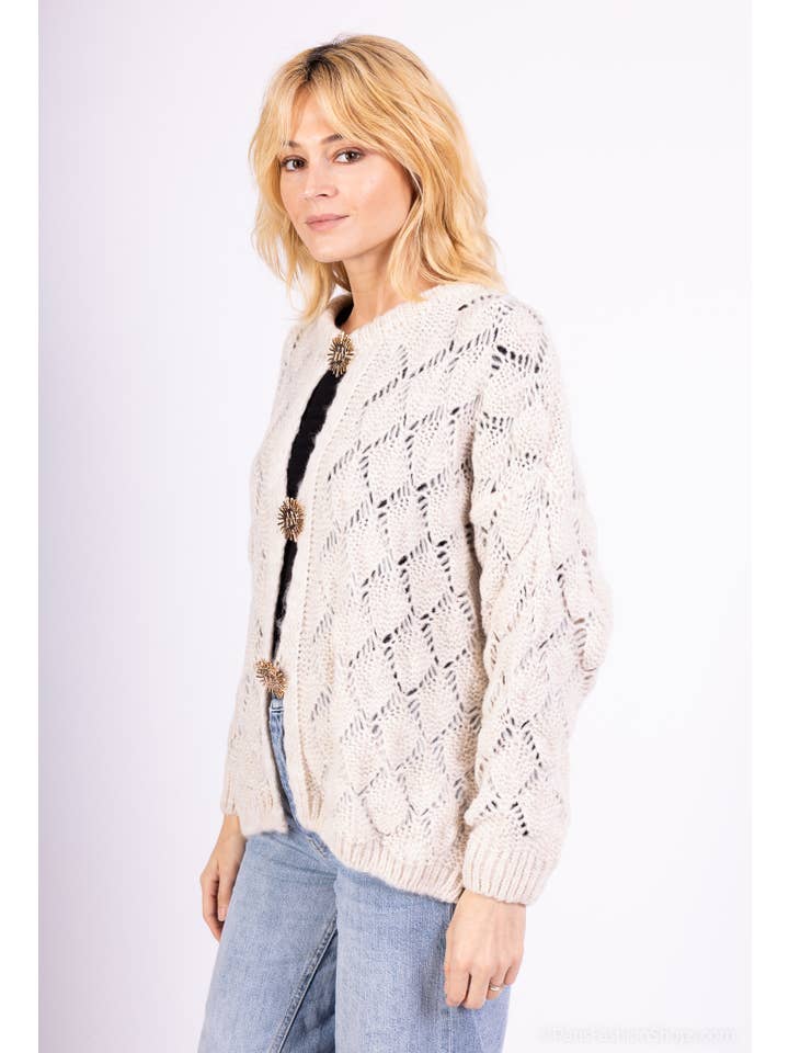Shyloh - Wholesale Cardigan – Women’s - Mohair cardigan 3 sun brooches 410021