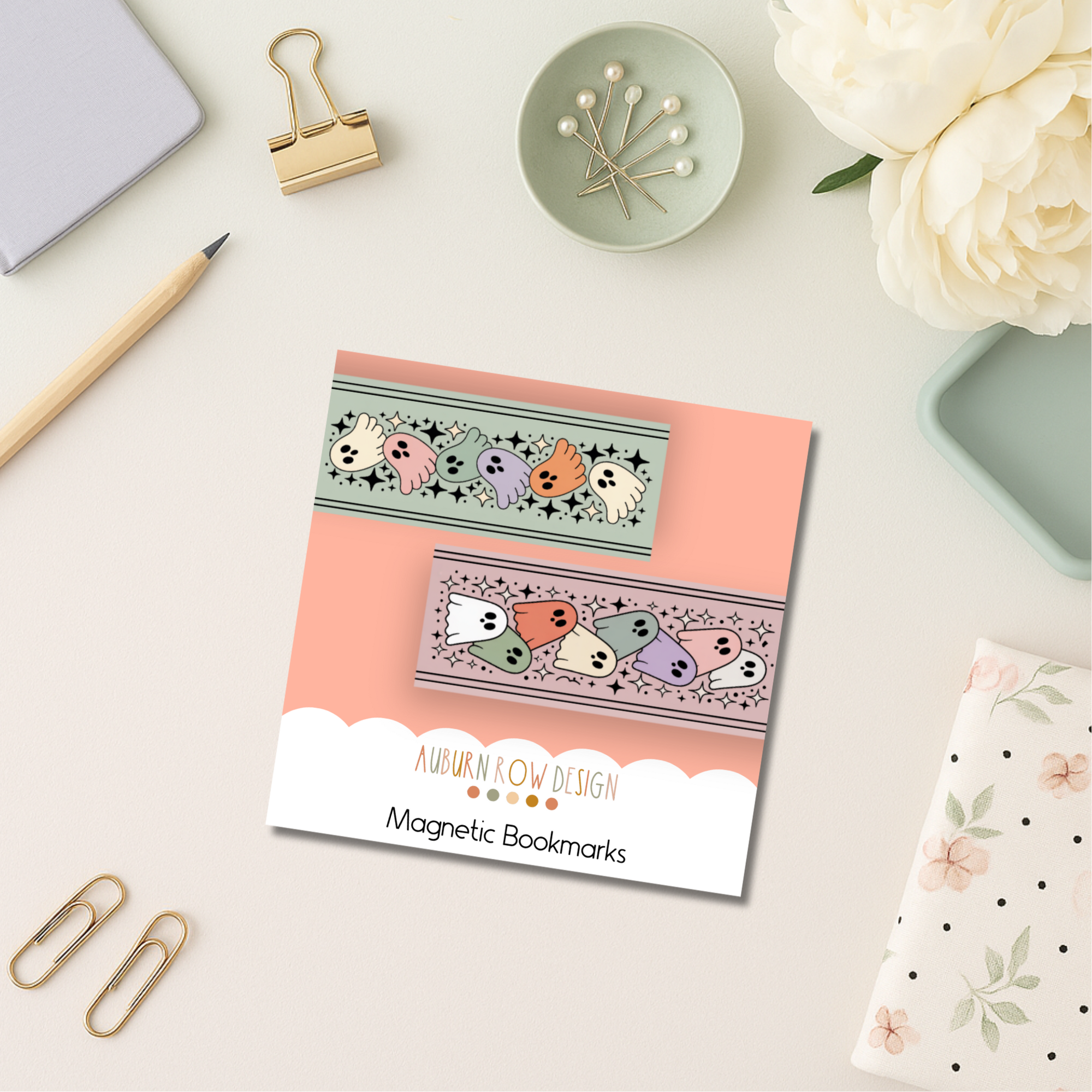 Auburn Row Design - Wholesale Bookmark - Pastel Ghost Magnetic Bookmark Set3