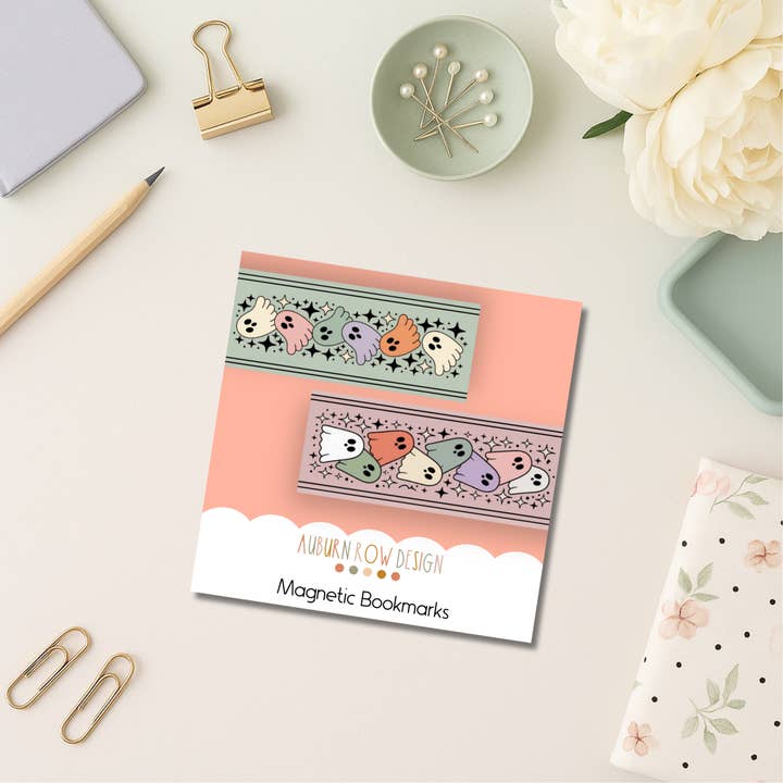Auburn Row Design - Wholesale Bookmark - Pastel Ghost Magnetic Bookmark Set3