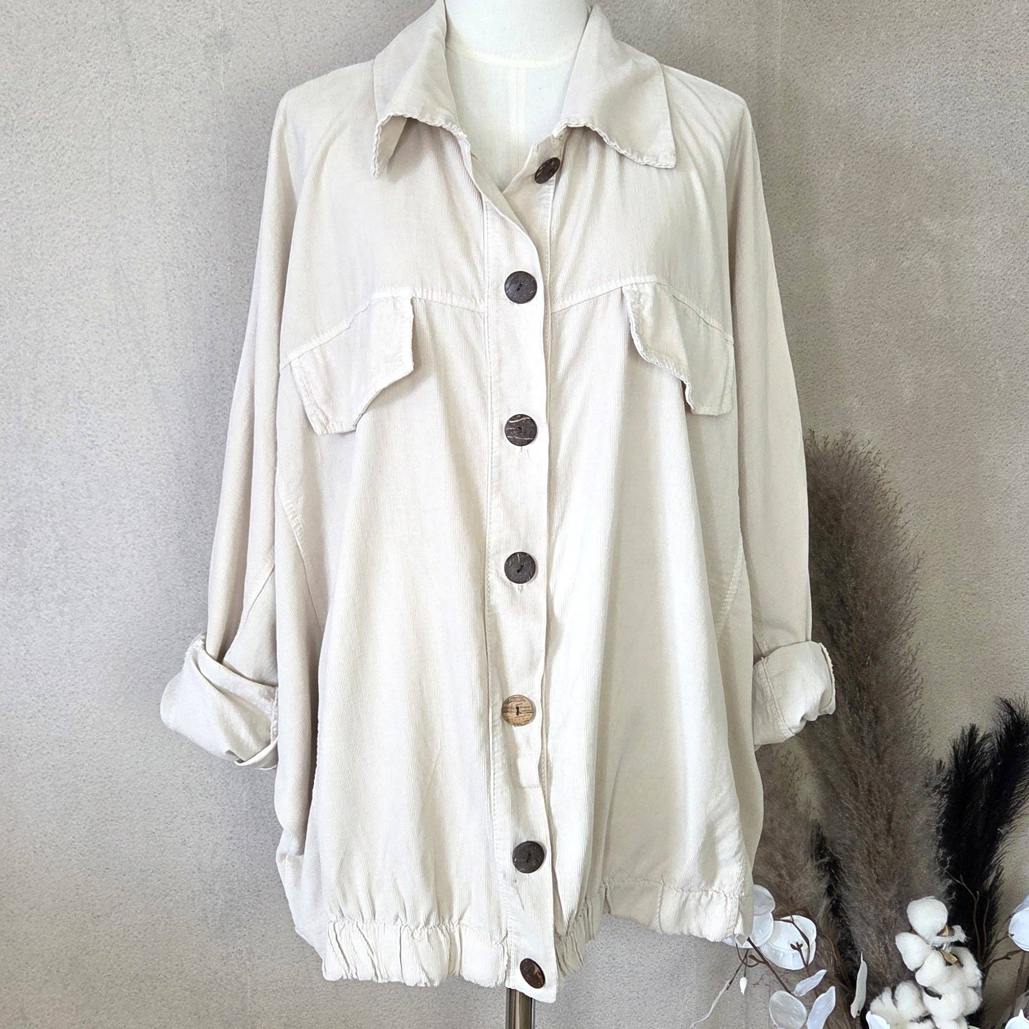 Tempest Designs - Vendita all'ingrosso Giacca - Donna - Giacca oversize in maglia fine a coste con bottoni, maniche a pipistrello e orlo elasticizzato.0