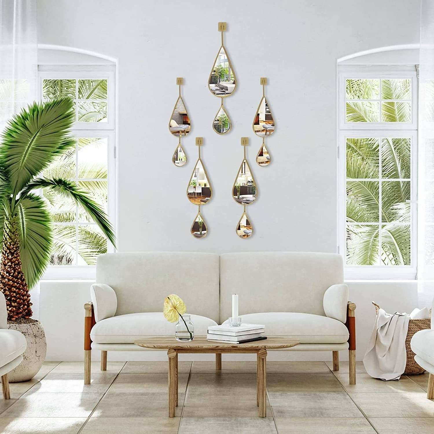 Tear Drop Wall Mirror Set Gold For Bedroom Living Room for wholesale on Faire1