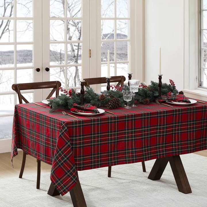 Threadmade Home - Wholesale Tablecloth - Stowe Tartan Holiday Plaid Cotton Christmas Tablecloth5
