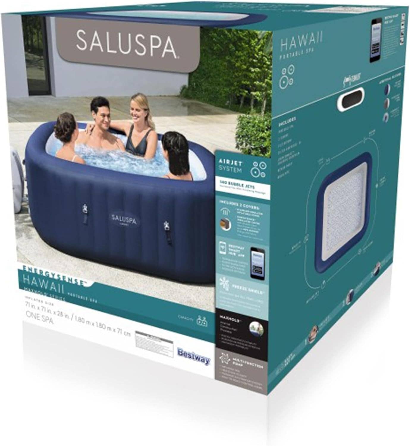 Blue SaluSpa Hawaii AirJet Hot Tub 4 To 6 Person 140 Jets EnergySense Cover for wholesale on Faire1