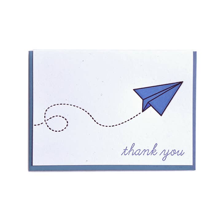 Lady Pilot Letterpress – wholesale Thank you card – Airplane Thanks Greeting Card