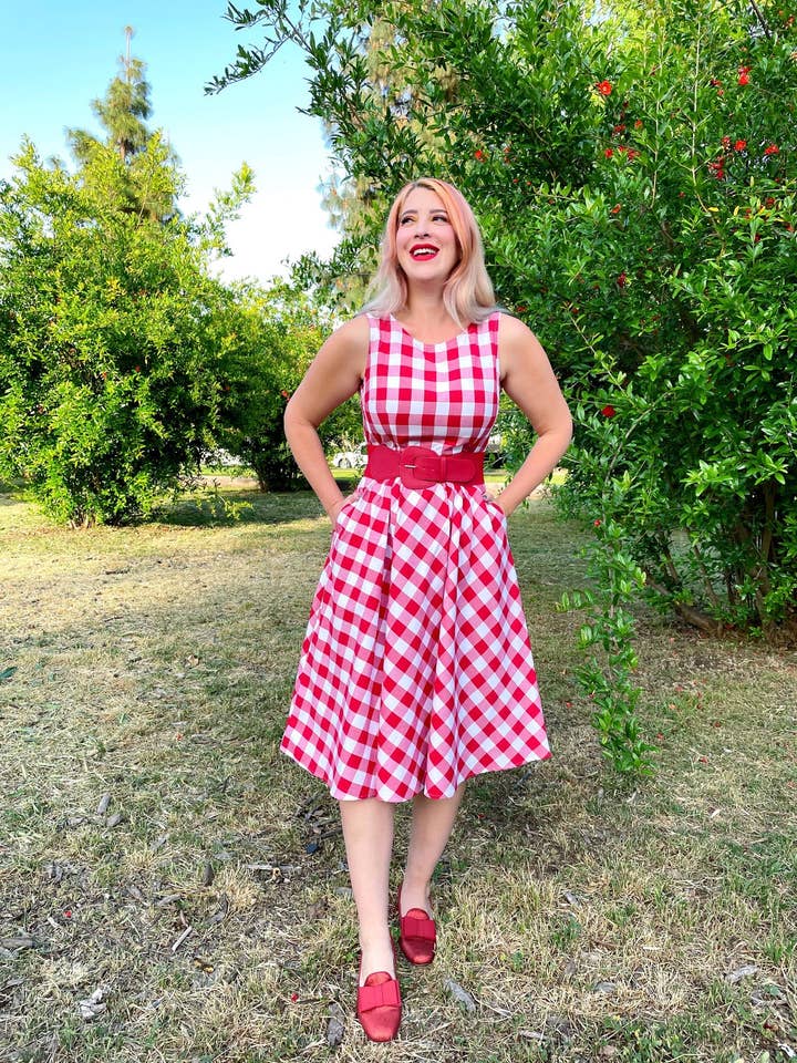 Gingham Midi Dress for wholesale by Retrolicious