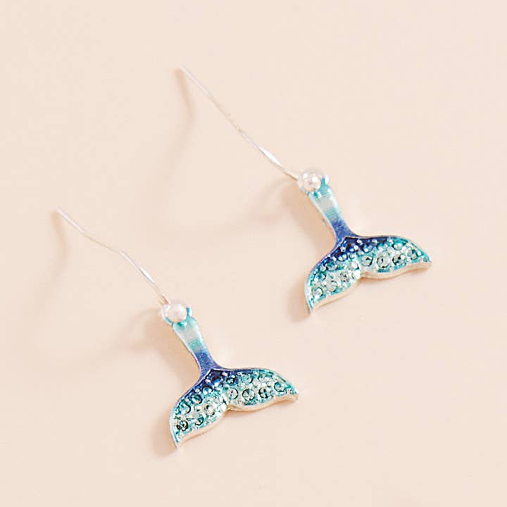 Sensibling Corp. - Wholesale Dangle Earrings - Stone Paved Colored Metal Whale Tale Dangle Earrings
2